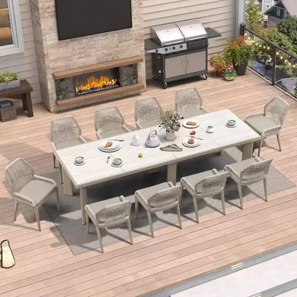 PURPLE LEAF Ensemble repas de jardin Table en métal et chaises en rotin tressé pour l'extérieur, le patio, le jardin, la cuisine - Meubles d'extérieur modernes