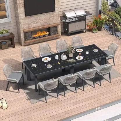 PURPLE LEAF Ensemble repas de jardin Table en métal et chaises en rotin tressé pour l'extérieur, le patio, le jardin, la cuisine - Meubles d'extérieur modernes