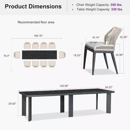 PURPLE LEAF Ensemble repas de jardin Table en métal et chaises en rotin tressé pour l'extérieur, le patio, le jardin, la cuisine - Meubles d'extérieur modernes