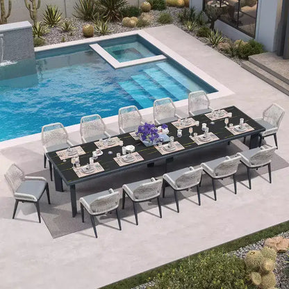 PURPLE LEAF Ensemble repas de jardin Table en métal et chaises en rotin tressé pour l'extérieur, le patio, le jardin, la cuisine - Meubles d'extérieur modernes