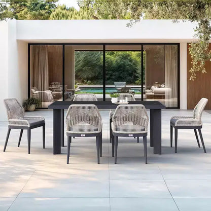 PURPLE LEAF Ensemble repas de jardin Table en métal et chaises en rotin tressé pour l'extérieur, le patio, le jardin, la cuisine - Meubles d'extérieur modernes