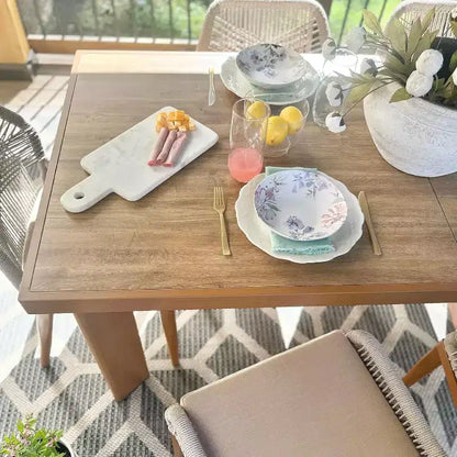 PURPLE LEAF Ensemble repas de jardin Table en métal et chaises en rotin tressé pour l'extérieur, le patio, le jardin, la cuisine - Meubles d'extérieur modernes