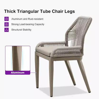 PURPLE LEAF Ensemble repas de jardin Table en métal et chaises en rotin tressé pour l'extérieur, le patio, le jardin, la cuisine - Meubles d'extérieur modernes
