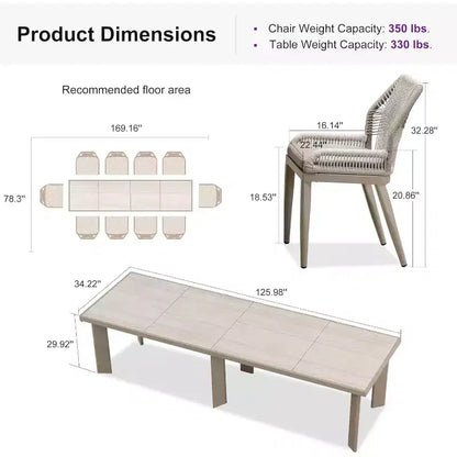 PURPLE LEAF Ensemble repas de jardin Table en métal et chaises en rotin tressé pour l'extérieur, le patio, le jardin, la cuisine - Meubles d'extérieur modernes