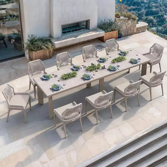 PURPLE LEAF Dining Set Patio Metal Table and Wicker Rattan Chairs for Outside Porch Garden Kitchen Modern Outdoor Furniture Sets