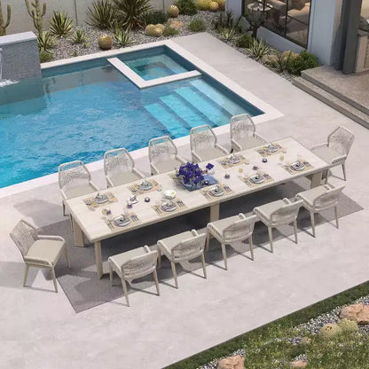 PURPLE LEAF Ensemble repas de jardin Table en métal et chaises en rotin tressé pour l'extérieur, le patio, le jardin, la cuisine - Meubles d'extérieur modernes