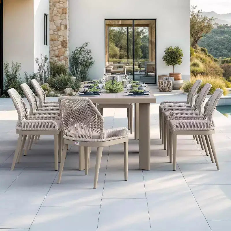 PURPLE LEAF Ensemble repas de jardin Table en métal et chaises en rotin tressé pour l'extérieur, le patio, le jardin, la cuisine - Meubles d'extérieur modernes