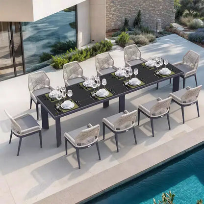 PURPLE LEAF Ensemble repas de jardin Table en métal et chaises en rotin tressé pour l'extérieur, le patio, le jardin, la cuisine - Meubles d'extérieur modernes