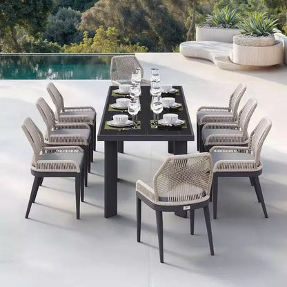 PURPLE LEAF Ensemble repas de jardin Table en métal et chaises en rotin tressé pour l'extérieur, le patio, le jardin, la cuisine - Meubles d'extérieur modernes
