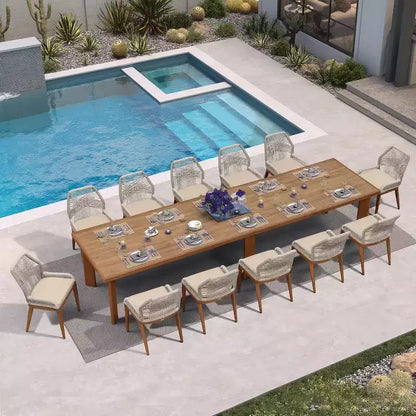 PURPLE LEAF Ensemble repas de jardin Table en métal et chaises en rotin tressé pour l'extérieur, le patio, le jardin, la cuisine - Meubles d'extérieur modernes