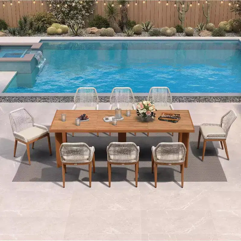 PURPLE LEAF Ensemble repas de jardin Table en métal et chaises en rotin tressé pour l'extérieur, le patio, le jardin, la cuisine - Meubles d'extérieur modernes
