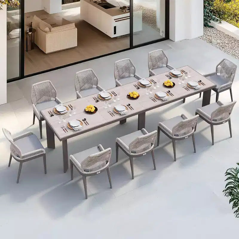 PURPLE LEAF Ensemble repas de jardin Table en métal et chaises en rotin tressé pour l'extérieur, le patio, le jardin, la cuisine - Meubles d'extérieur modernes
