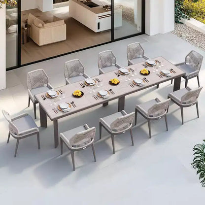 PURPLE LEAF Ensemble repas de jardin Table en métal et chaises en rotin tressé pour l'extérieur, le patio, le jardin, la cuisine - Meubles d'extérieur modernes