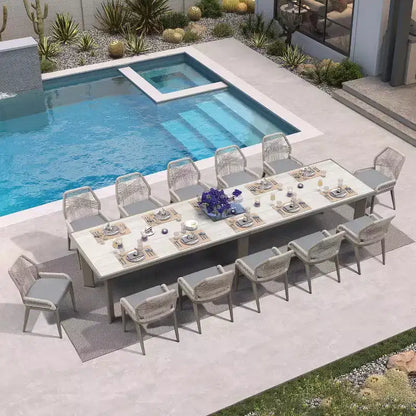 PURPLE LEAF Ensemble repas de jardin Table en métal et chaises en rotin tressé pour l'extérieur, le patio, le jardin, la cuisine - Meubles d'extérieur modernes