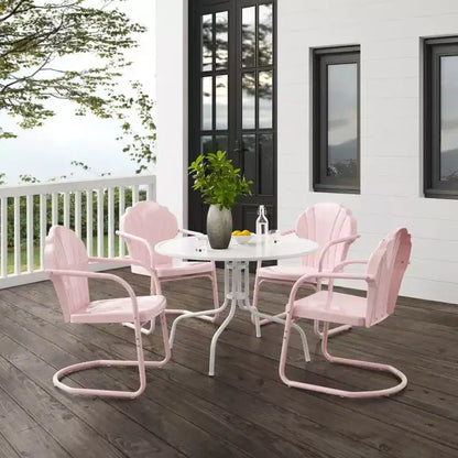 HomeStock Tulip, ensemble de salle à manger d'extérieur 5 pièces en métal avec table et 4 chaises