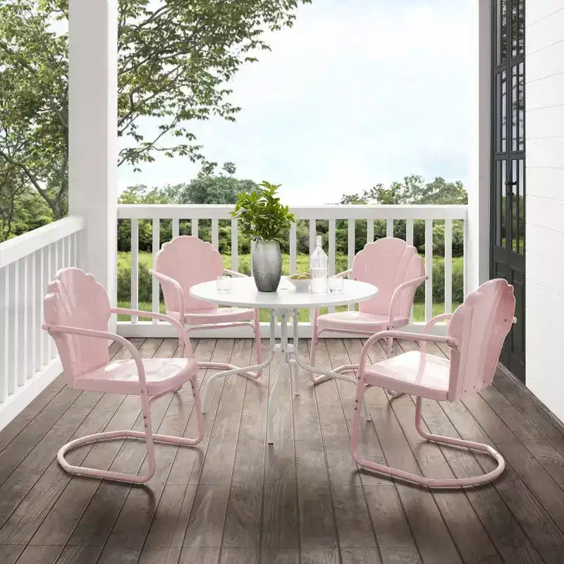 HomeStock Tulip, ensemble de salle à manger d'extérieur 5 pièces en métal avec table et 4 chaises