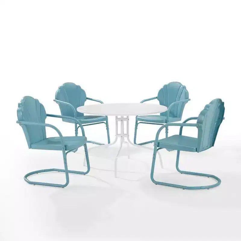 HomeStock Tulip, ensemble de salle à manger d'extérieur 5 pièces en métal avec table et 4 chaises