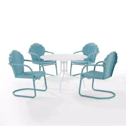 HomeStock Tulip, ensemble de salle à manger d'extérieur 5 pièces en métal avec table et 4 chaises