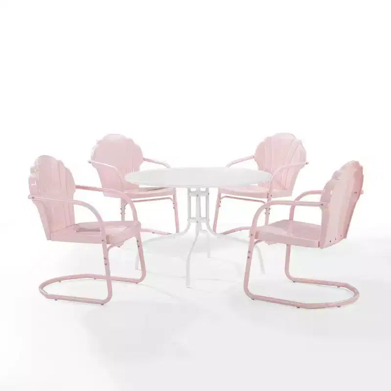 HomeStock Tulip, ensemble de salle à manger d'extérieur 5 pièces en métal avec table et 4 chaises