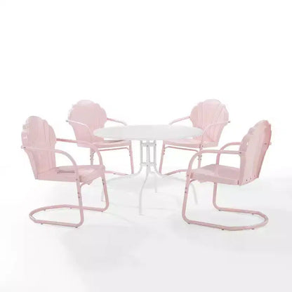 HomeStock Tulip, ensemble de salle à manger d'extérieur 5 pièces en métal avec table et 4 chaises