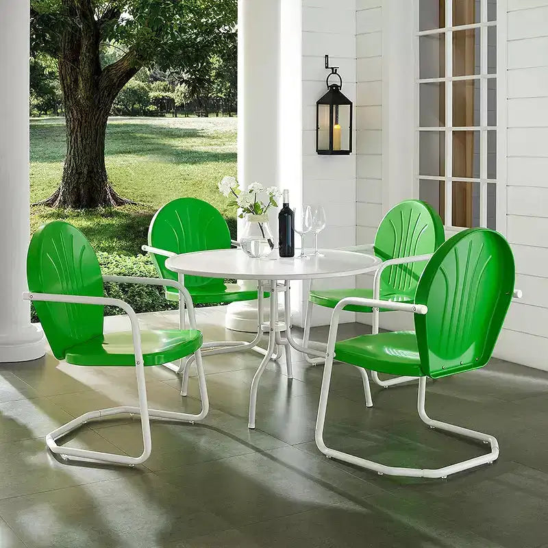 Ensemble de salle à manger d'extérieur HomeStock Griffith 5 pièces en métal – Table et 4 chaises