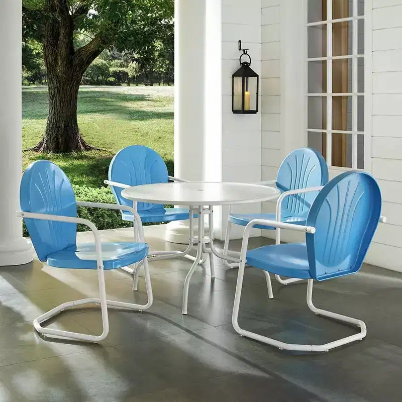 Ensemble de salle à manger d'extérieur HomeStock Griffith 5 pièces en métal – Table et 4 chaises