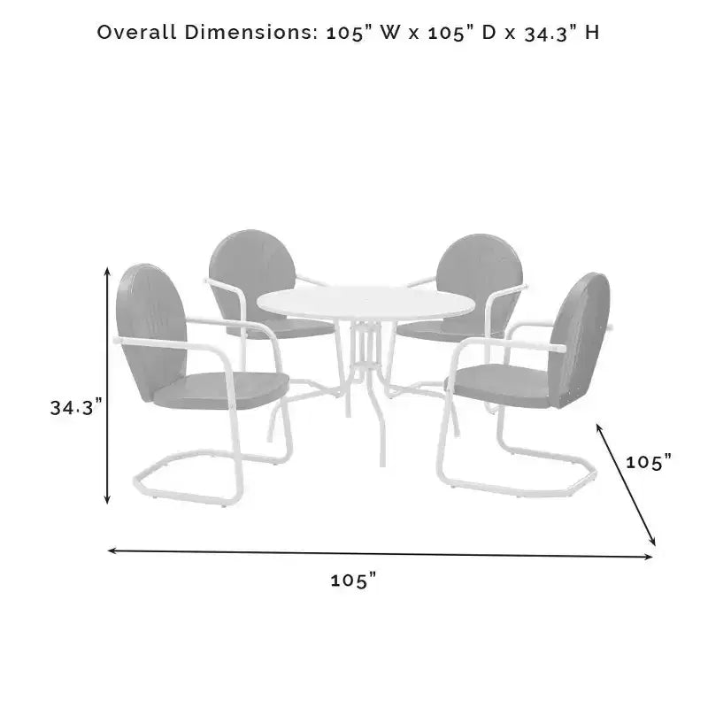 Ensemble de salle à manger d'extérieur HomeStock Griffith 5 pièces en métal – Table et 4 chaises