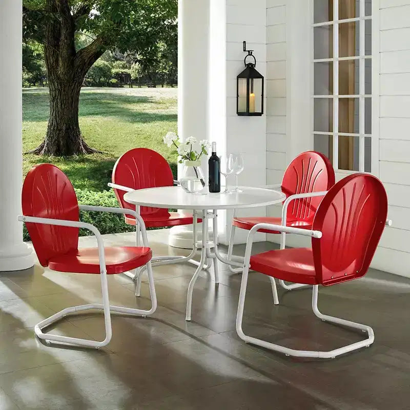 Ensemble de salle à manger d'extérieur HomeStock Griffith 5 pièces en métal – Table et 4 chaises