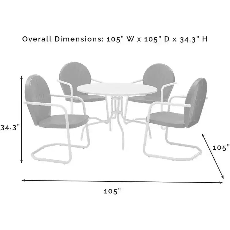 Ensemble de salle à manger d'extérieur HomeStock Griffith 5 pièces en métal – Table et 4 chaises