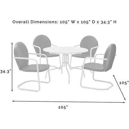 Ensemble de salle à manger d'extérieur HomeStock Griffith 5 pièces en métal – Table et 4 chaises