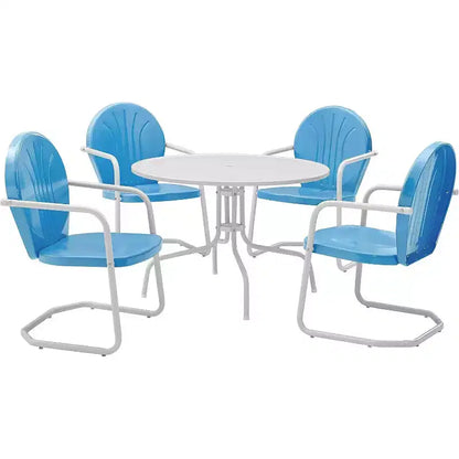 Ensemble de salle à manger d'extérieur HomeStock Griffith 5 pièces en métal – Table et 4 chaises