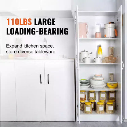 Dispensa da Cucina Alta 152 cm, Capacità 50 kg, Armadio Indipendente con 3 Ripiani