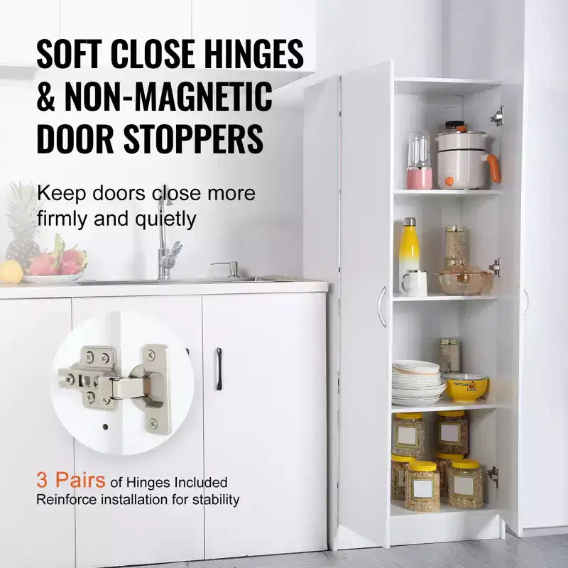 Dispensa da Cucina Alta 152 cm, Capacità 50 kg, Armadio Indipendente con 3 Ripiani