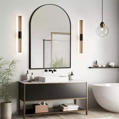 Specchio da bagno ad arco 36x24 con cornice in lega di alluminio, specchio da parete per camera da letto, soggiorno, ingresso, nero