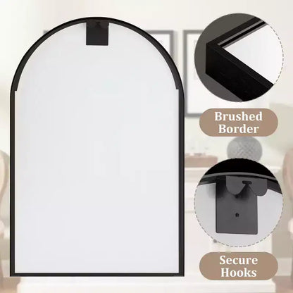 Specchio da bagno ad arco 36x24 con cornice in lega di alluminio, specchio da parete per camera da letto, soggiorno, ingresso, nero