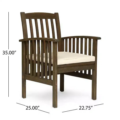 Christopher Knight Home Laussat Set da pranzo da esterno 5 pezzi in legno di acacia con cuscini