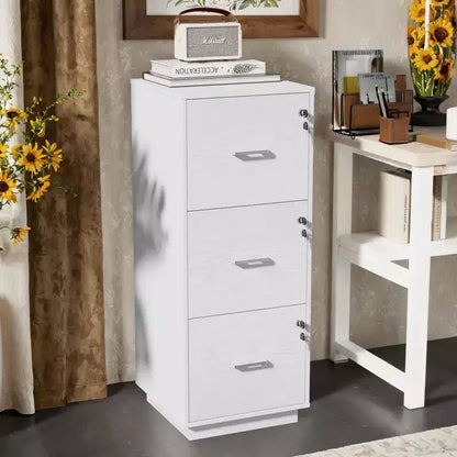 Karl Home 3-Drawer White MDF 15.35in. W Vertical File Cabinet