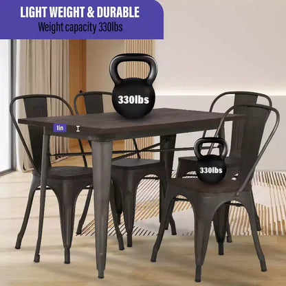 BestMassage Table et Chaises de Salle à Manger, Ensemble de Salle à Manger 5 Pièces en Métal, Table Carrée en Métal avec 4 Chaises