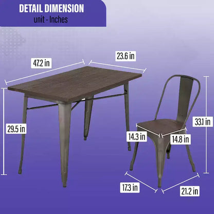 BestMassage Table et Chaises de Salle à Manger, Ensemble de Salle à Manger 5 Pièces en Métal, Table Carrée en Métal avec 4 Chaises