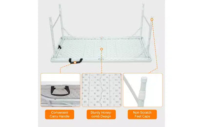 Tavolo Pieghevole da 120 cm, Tavolo Portatile Resistente in Plastica con Maniglia,