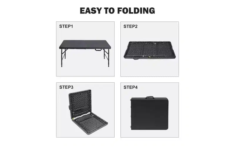 Tavolo Pieghevole da 120 cm, Tavolo Portatile Resistente in Plastica con Maniglia,