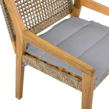 Ensemble de salle à manger 7 pièces d'extérieur industriel Neva en bois d'acacia et osier avec coussins Christopher Knight Home
