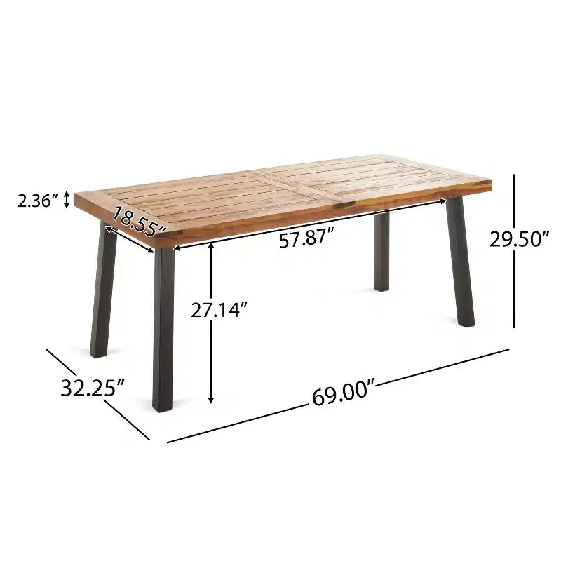 Ensemble de salle à manger 7 pièces d'extérieur industriel Neva en bois d'acacia et osier avec coussins Christopher Knight Home