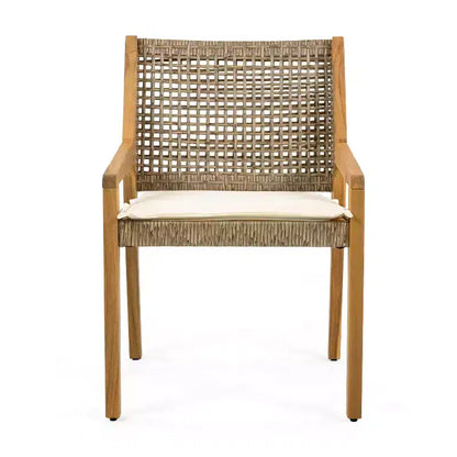 Ensemble de salle à manger 7 pièces d'extérieur industriel Neva en bois d'acacia et osier avec coussins Christopher Knight Home