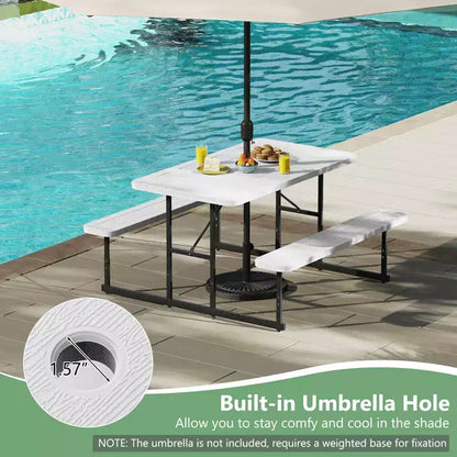 Set tavolo e panche da picnic Costway per 2-4 persone Tavolo da pranzo rettangolare da campeggio per esterni Nero/Grigio/Verde/Bianco
