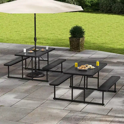 Set tavolo e panche da picnic Costway per 2-4 persone Tavolo da pranzo rettangolare da campeggio per esterni Nero/Grigio/Verde/Bianco