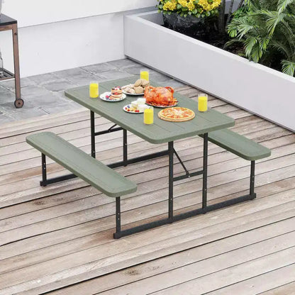Set tavolo e panche da picnic Costway per 2-4 persone Tavolo da pranzo rettangolare da campeggio per esterni Nero/Grigio/Verde/Bianco