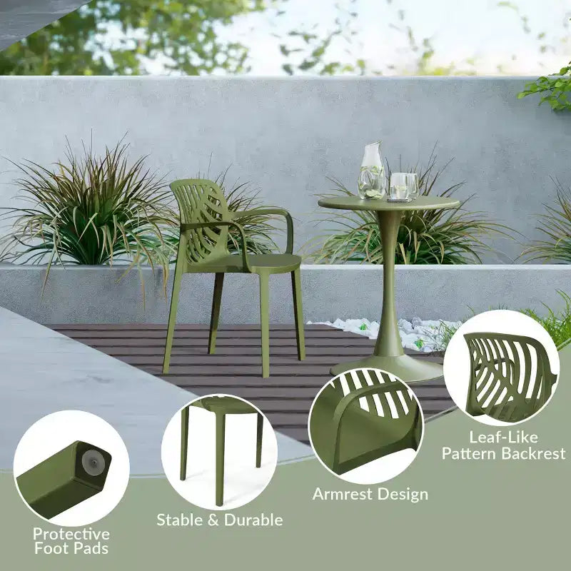 Ensemble de salle à manger d'extérieur WestinTrends Playa 5 pièces avec table carrée en résine et chaises de salle à manger de terrasse modernes empilables