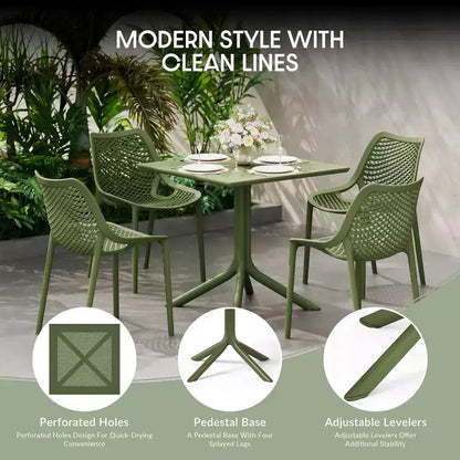 Ensemble de salle à manger d'extérieur WestinTrends Playa 5 pièces avec table carrée en résine et chaises de salle à manger de terrasse modernes empilables