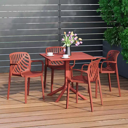 Ensemble de salle à manger d'extérieur WestinTrends Playa 5 pièces avec table carrée en résine et chaises de salle à manger de terrasse modernes empilables